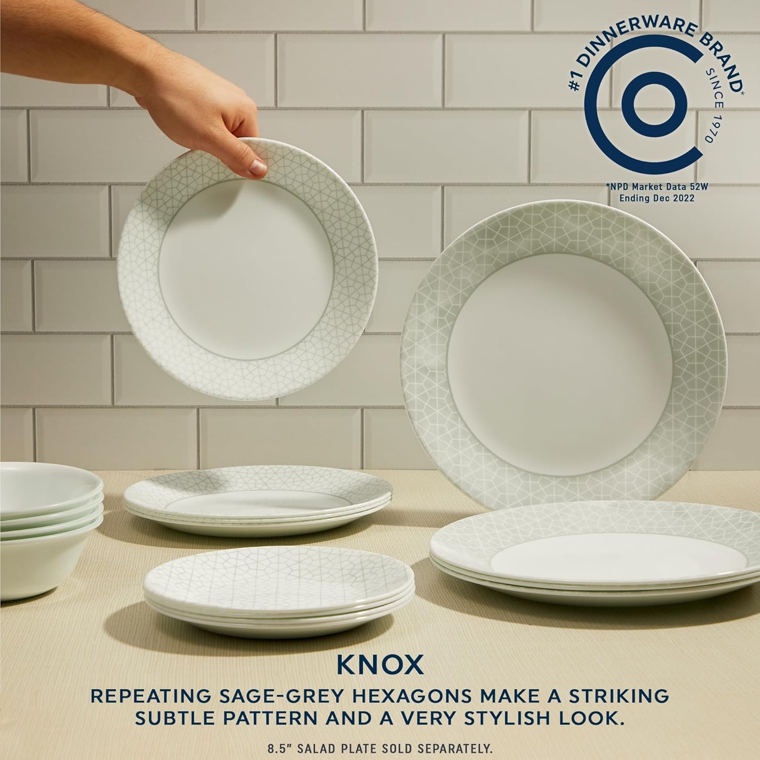 18 Piece Glass Dinnerware Set, Service for 6 with Salad Plates L993