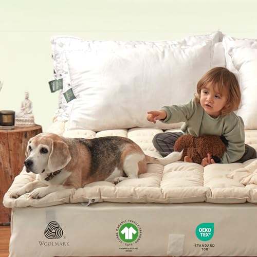 Merino Wool Mattress Topper, 2 Inch, Cooling and Hypoallergenic M309