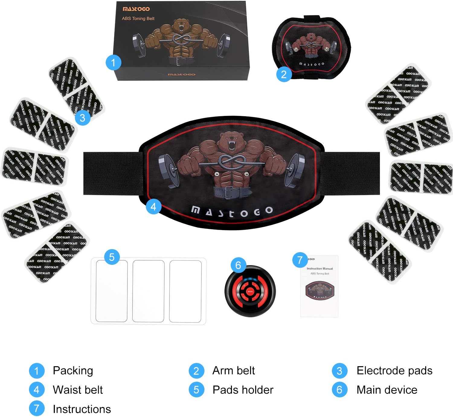 Electronic Abs Toning Belt with 9 Modes Pulse EMS Muscle Stimulator N56193