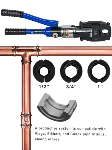Copper Pipe Crimping Tool with 1/2, 3/4, 1 Inch Jaws N293