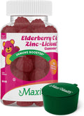 Elderberry Zinc Gummies - Organic Sambucus Elderberry Gummies w/Zinc and Vitamin C - Vegan Immune Support for Adults and Kids - 60 Gummies - with Green Pillbox