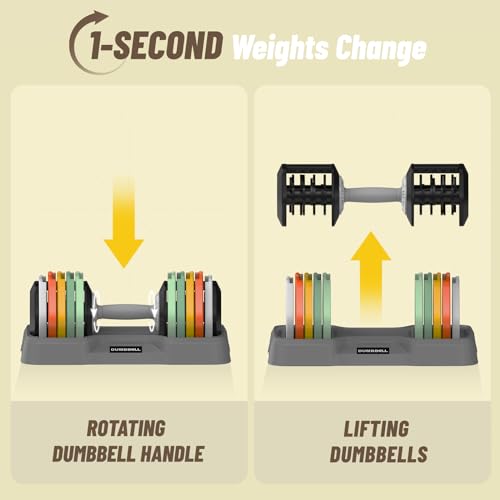 Adjustable Dumbbell Set, 25-55 lbs Pair for Home Workout I632881