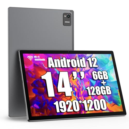 Tablet 14 Inch Android 13, 1200P IPS HD Screen, 6GB+128GB, Wi-Fi 5, 10000mAh Battery, Space Gray R4908