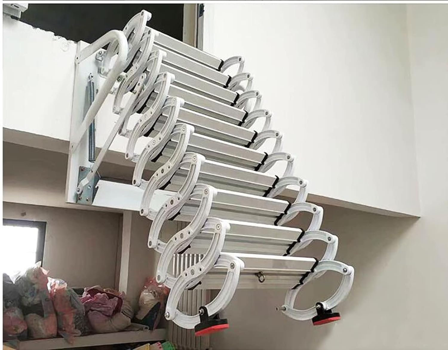 Attic Loft Ladder Folding Wall-mounted Stairs with Armrests K334