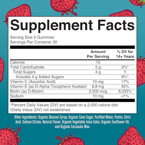 Hair Skin and Nails Biotin Gummies with Vitamins C and E B80255