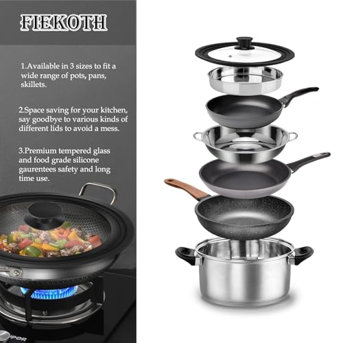 Silicone Lid for Pots and Pans, Tempered Glass Cover 7-12 Inch R255054