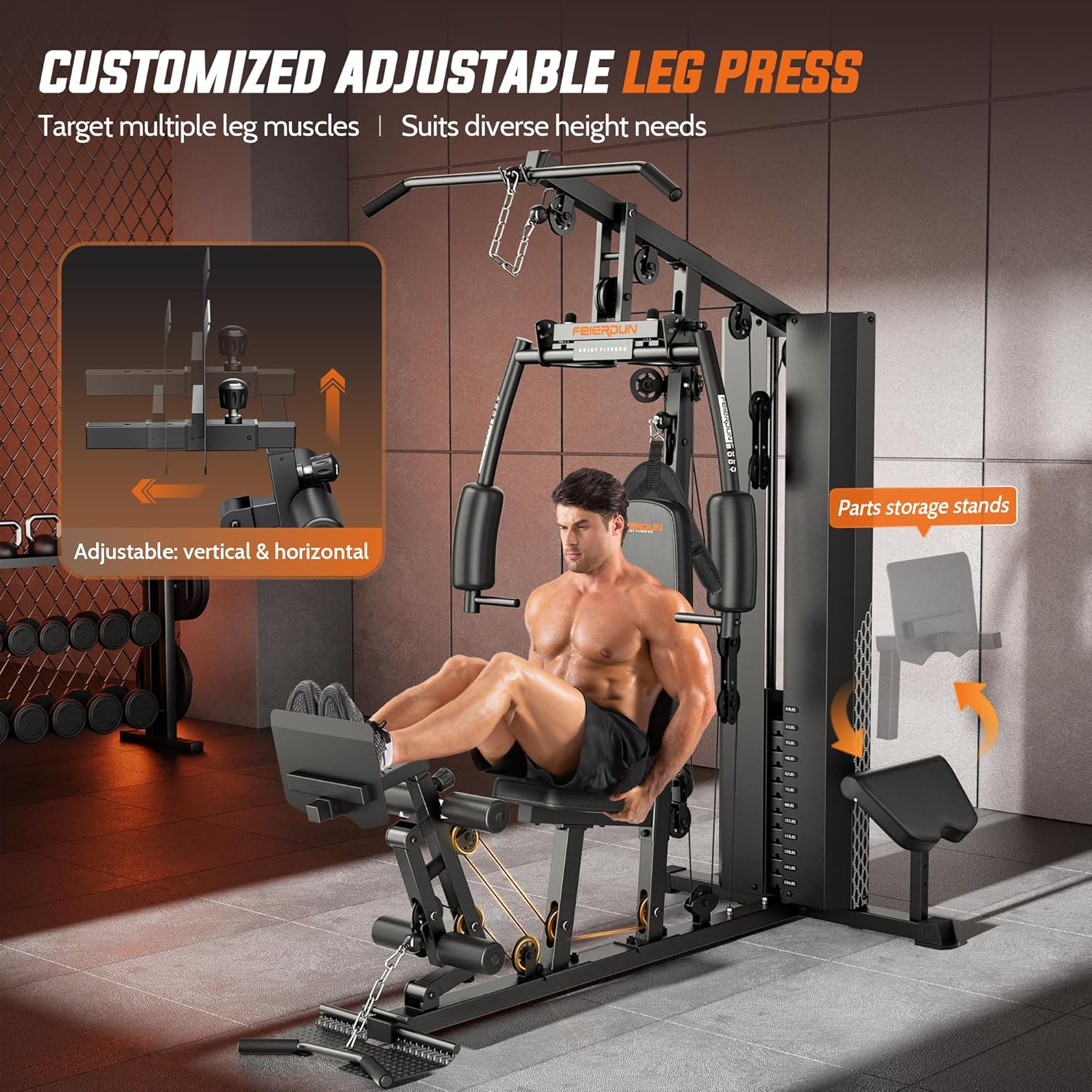 Home Gym Equipment with 154LBS Weight Stack for Leg Press, Lat Pull Down, Chest Presses Z65654