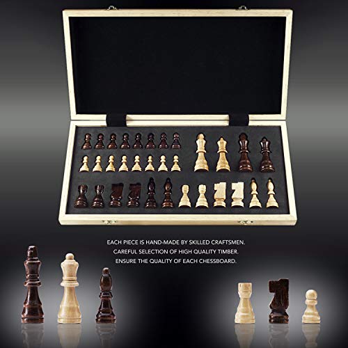 Magnetic Wooden Chess Set with Folding Board and Storage Slots F44381