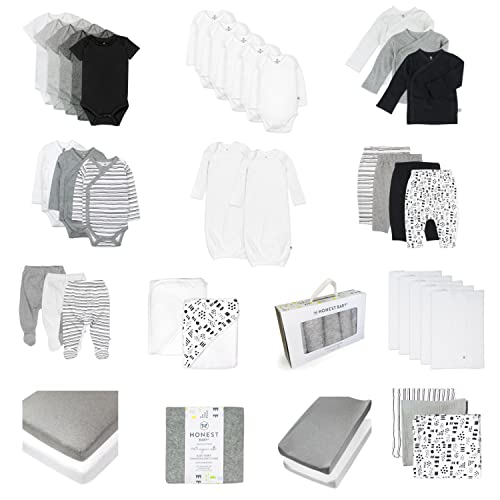 HonestBaby Unisex Baby 50-Piece Oh Baby Gift Set Newborn Essentials Gift Box Organic Cotton
