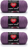Red Heart Super Saver Medium Purple Yarn - 3 Pack of 198g/7oz - Acrylic - 4 Medium (Worsted) - 364 Yards - Knitting/Crochet