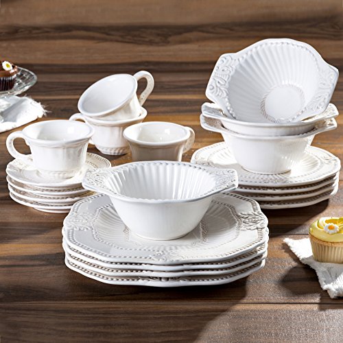 20-Piece Baroque Dinnerware Set, White O3188