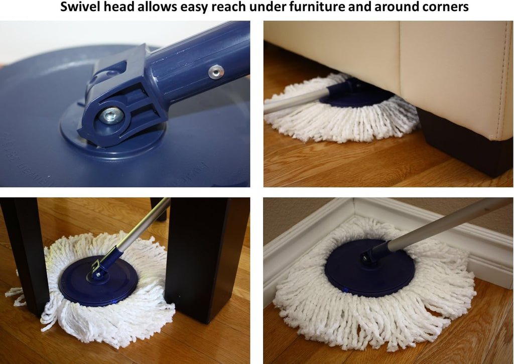 Hand Push Spin Mop with 2 Microfiber Mopheads W952213
