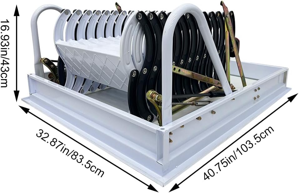 Retractable Pull Down Attic Ladder, 12 Steps Folding Ladder, 9.84ft Adjustable Height K617
