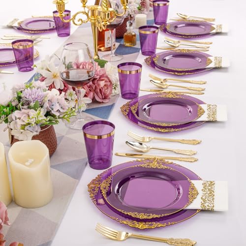 Gold Plastic Dinnerware Set for 50 Guests R298
