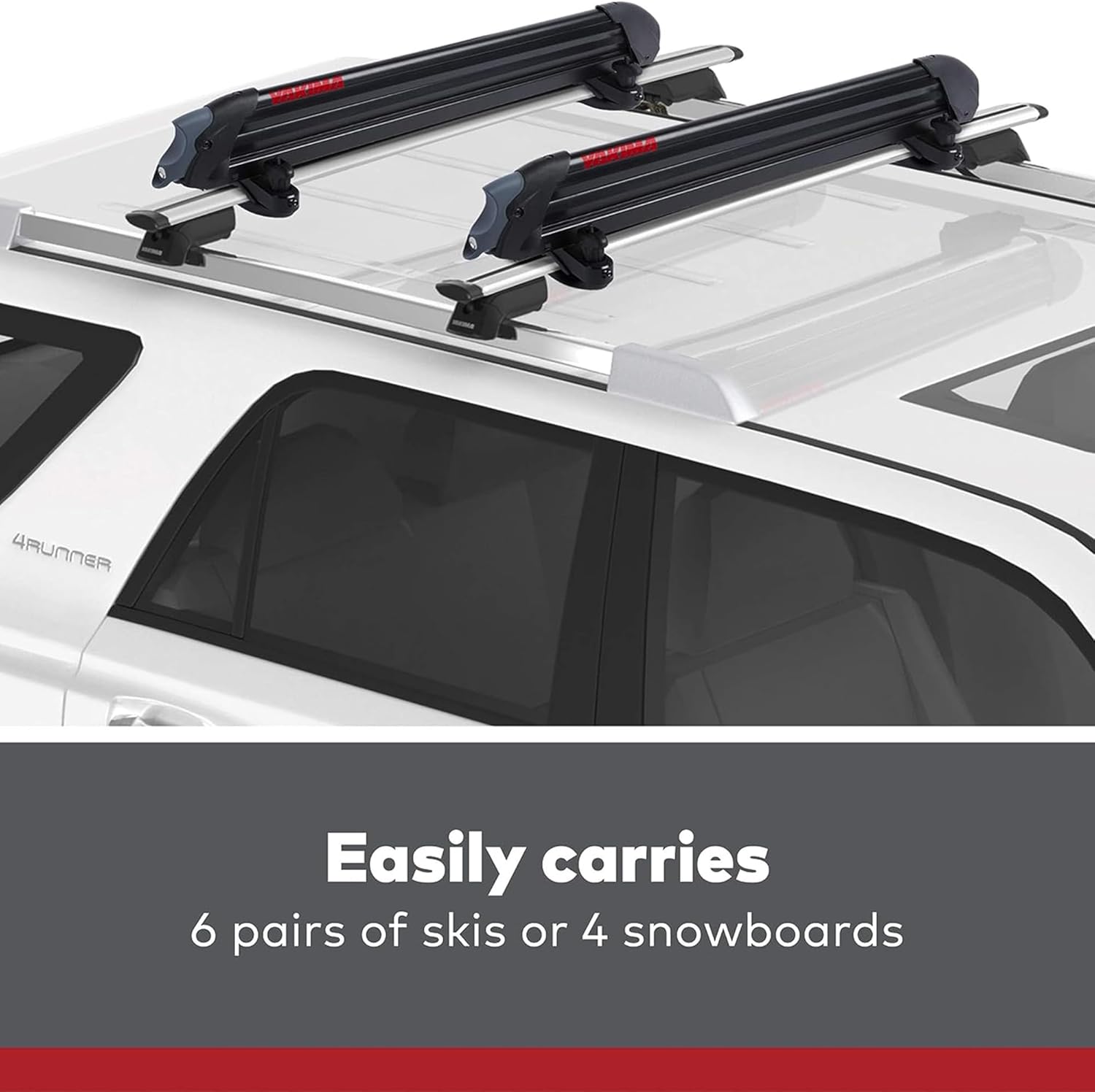 Ski & Snowboard Mount for Roof Racks, Fits 6 Skis or 4 Snowboards, Black L392