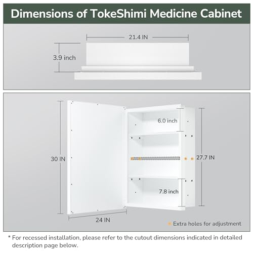Recessed Medicine Cabinet with Mirror Wall Mounted, Metal Beveled Mirror with Storage for Bathroom Vanity, Aluminum Alloy, Silver, 16x24, 1 Door V179203
