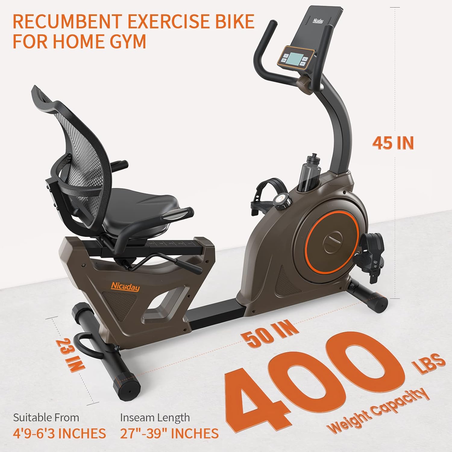 Elliptical Machine & Recumbent Exercise Bike, 16 Resistance Levels D22539