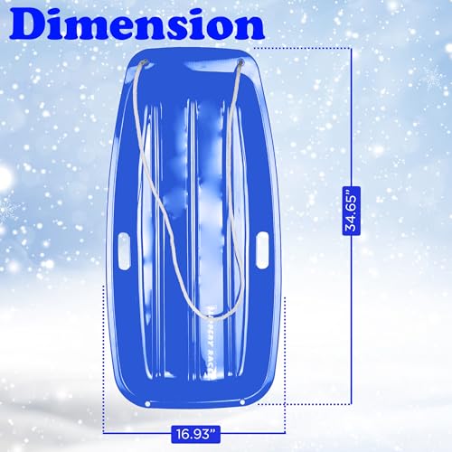 Plastic Toboggan Snow Sled with Pull Rope and Handles Z630