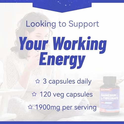 Magnesium L-Threonate Capsules, 1900mg, Non-GMO, Gluten Free, 120 Count Y683