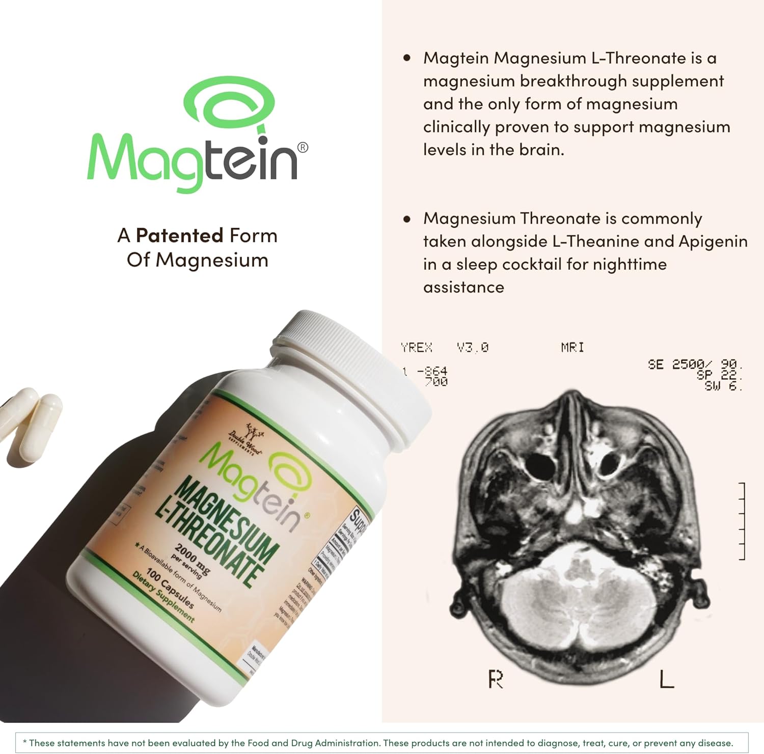 Magnesium L-Threonate Capsules, 2000 mg, 100 Count P2229