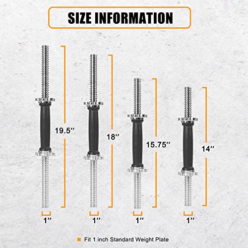 Threaded Dumbbell Handles 1 Inch Pair for Weight Plates O506945