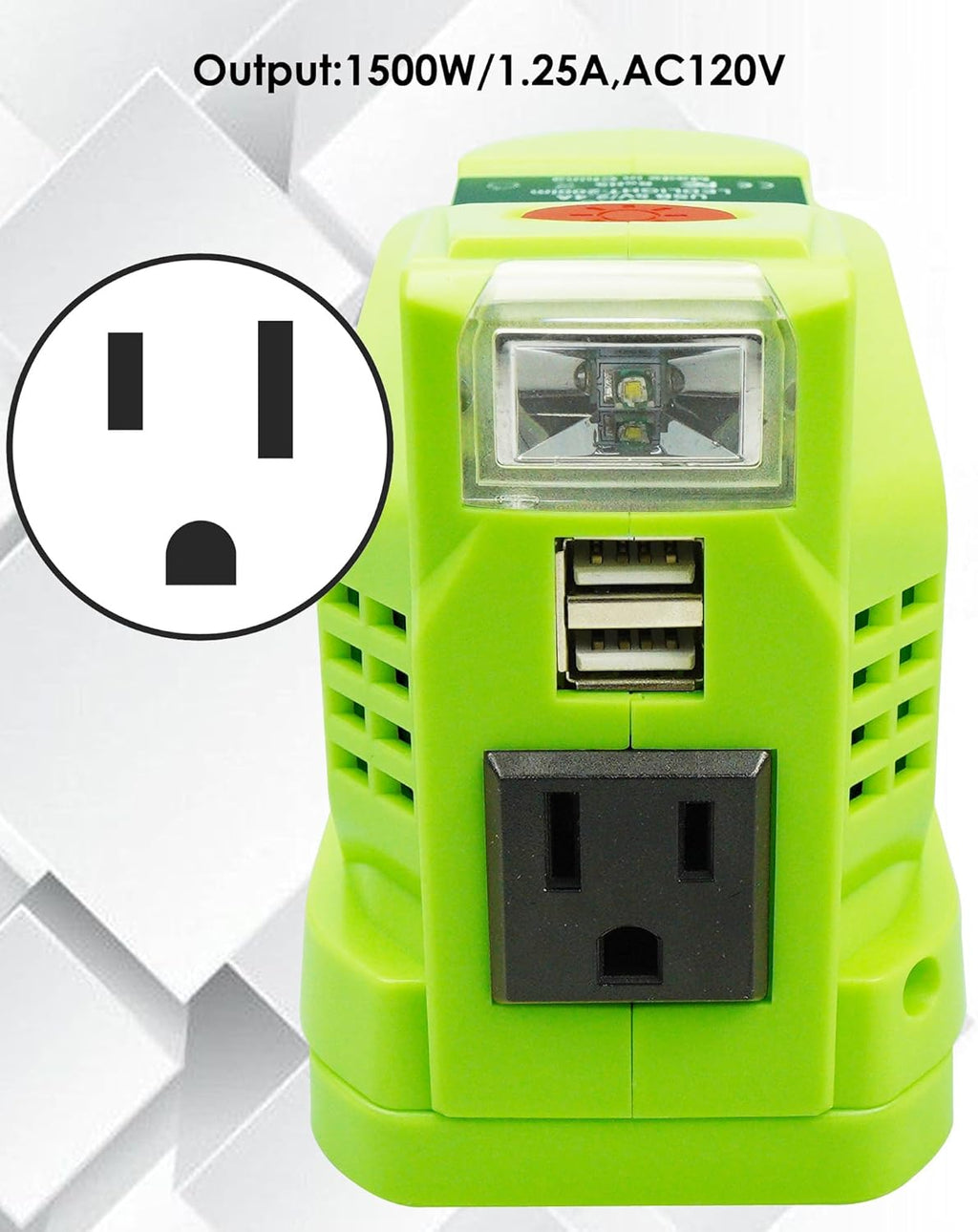 150W Portable Power Inverter for 18V Lithium Battery with AC and USB Outlets X3842