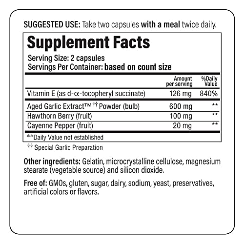 Aged Garlic Extract Circulation Health Supplement, 300 Capsules F74513