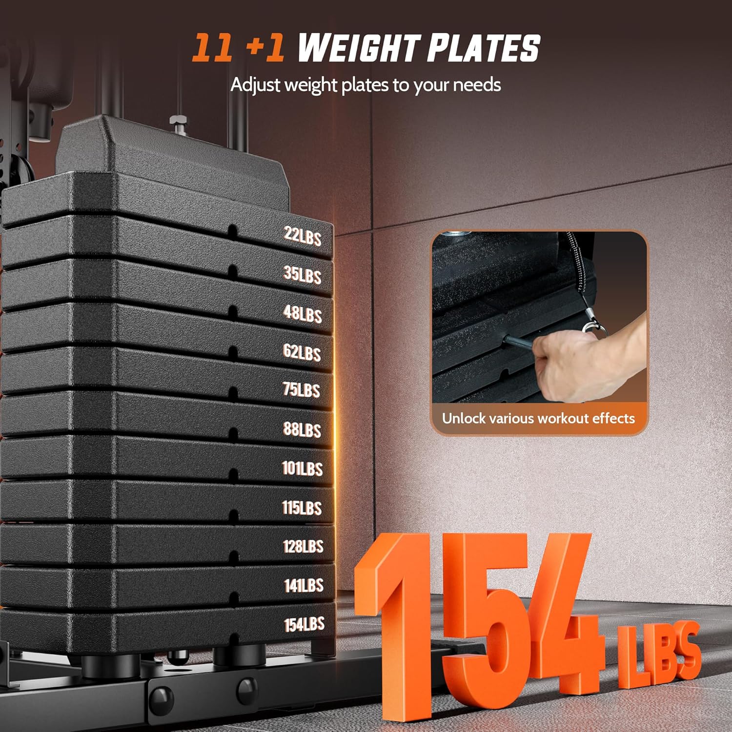 Home Gym Equipment with 154LBS Weight Stack for Leg Press, Lat Pull Down, Chest Presses Z65654