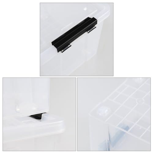 Clear Plastic Storage Bins with Wheels and Lids, 4-Pack I3938