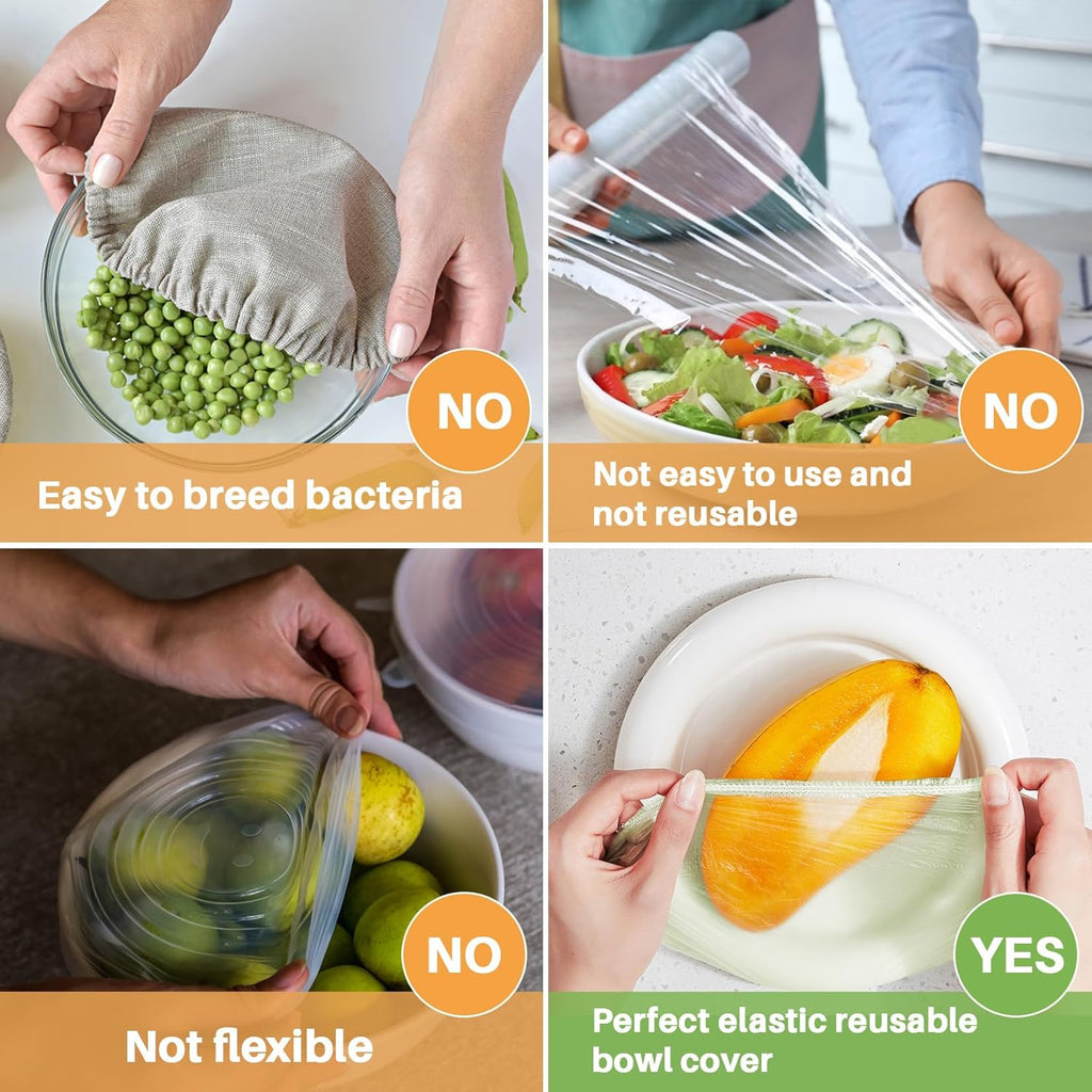 Reusable Elastic Bowl Covers for Food Storage P2859