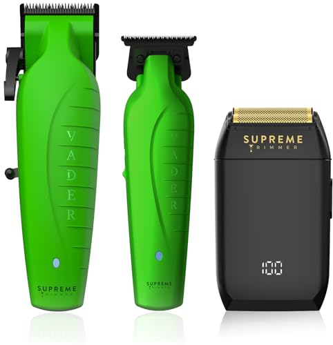 Supreme Trimmer 3-in-1 Barber Kit | Vader Clipper, Vader Trimmer & Crunch Foil Shaver | Men's Professional Beard Trimmer, Brushless Motor Clippers & Waterproof IPX6 Shaver | Acid