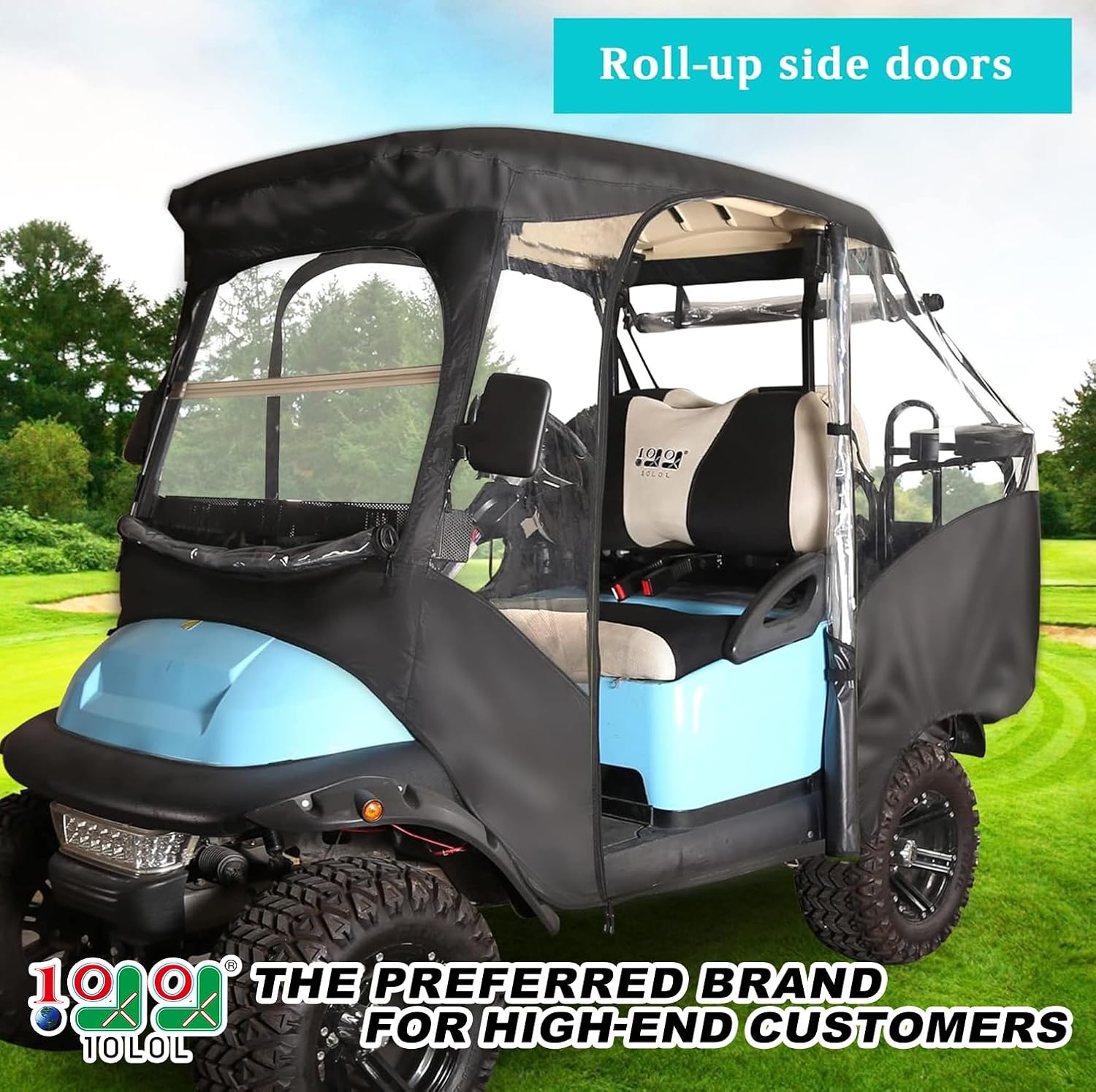 4 Passenger Golf Cart Enclosure with Clear Windows, 420D Rain Cover G37860