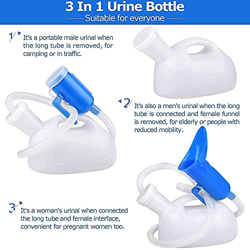 Female Urinal 2000ml Portable Spill Proof with Long Tube and Lid B500454