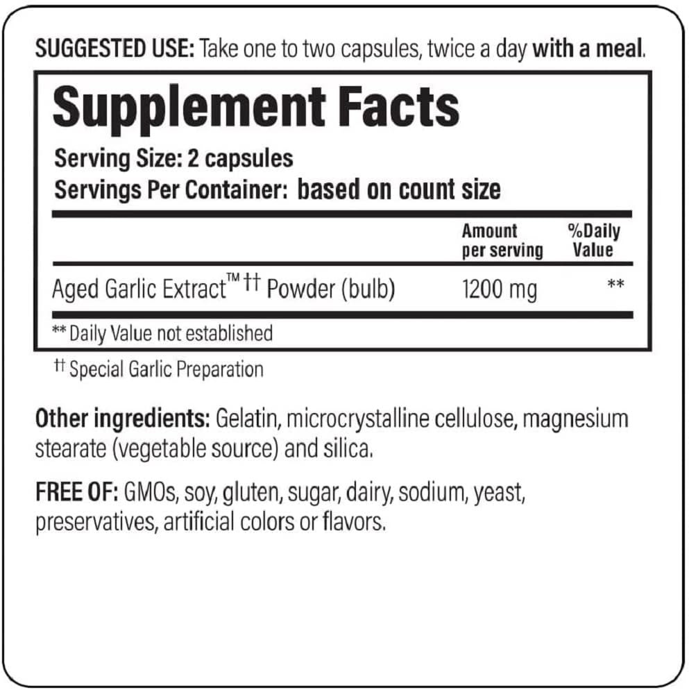 Aged Garlic Extract Cardiovascular Support Capsules I584