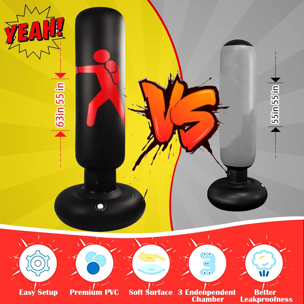 Freestanding Inflatable Punching Bag for Adults MMA Kickboxing Training N604