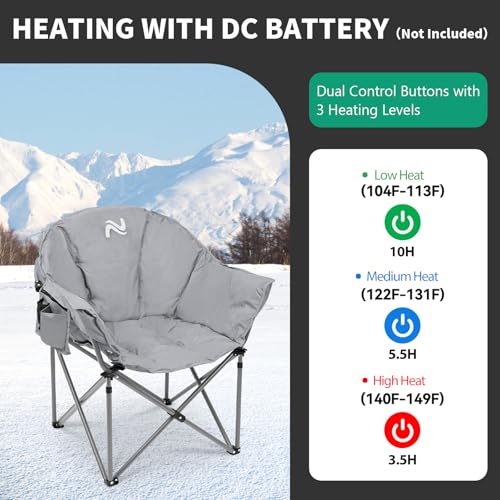 Heated Folding Camping Chair for Outdoor Sports, Portable for Adults, Supports 500 Lbs C42812