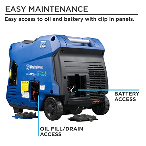 5000 Peak Watt Dual Fuel Portable Inverter Generator with Wheel & Handle Kit F235672