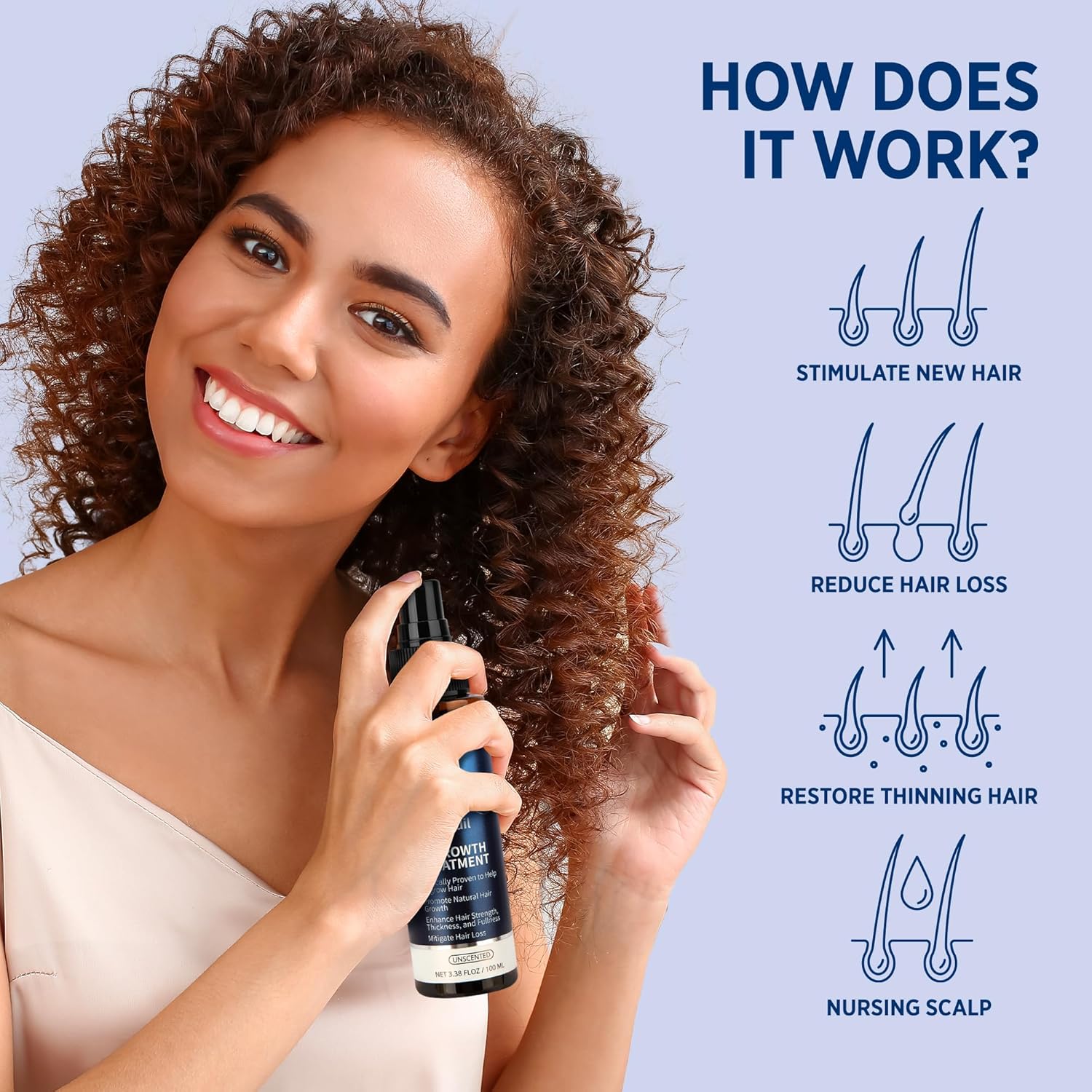 Hair Growth Serum with 5% Minoxidil for Thinning Hair, 100ml W43959