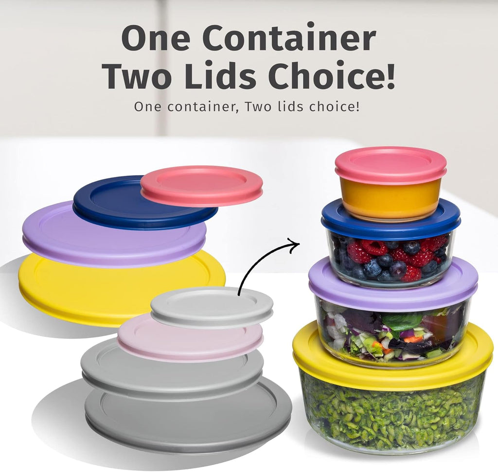 12 Pc Glass Food Storage Container Set with Lids for Meal Prep, Baking & Leftovers I59434