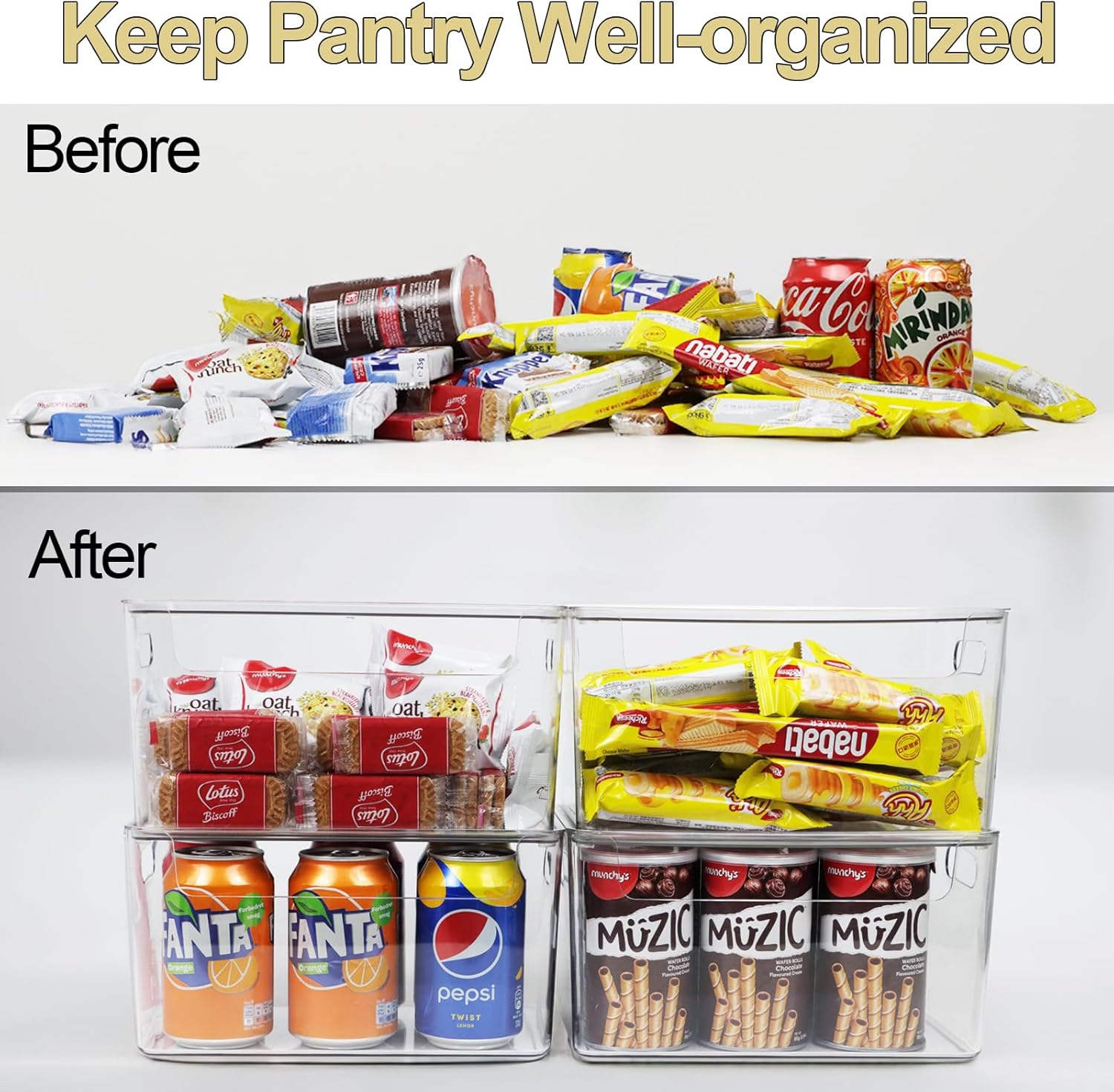 Clear Plastic Storage Bins with Lids, Stackable Organizer Boxes H707098