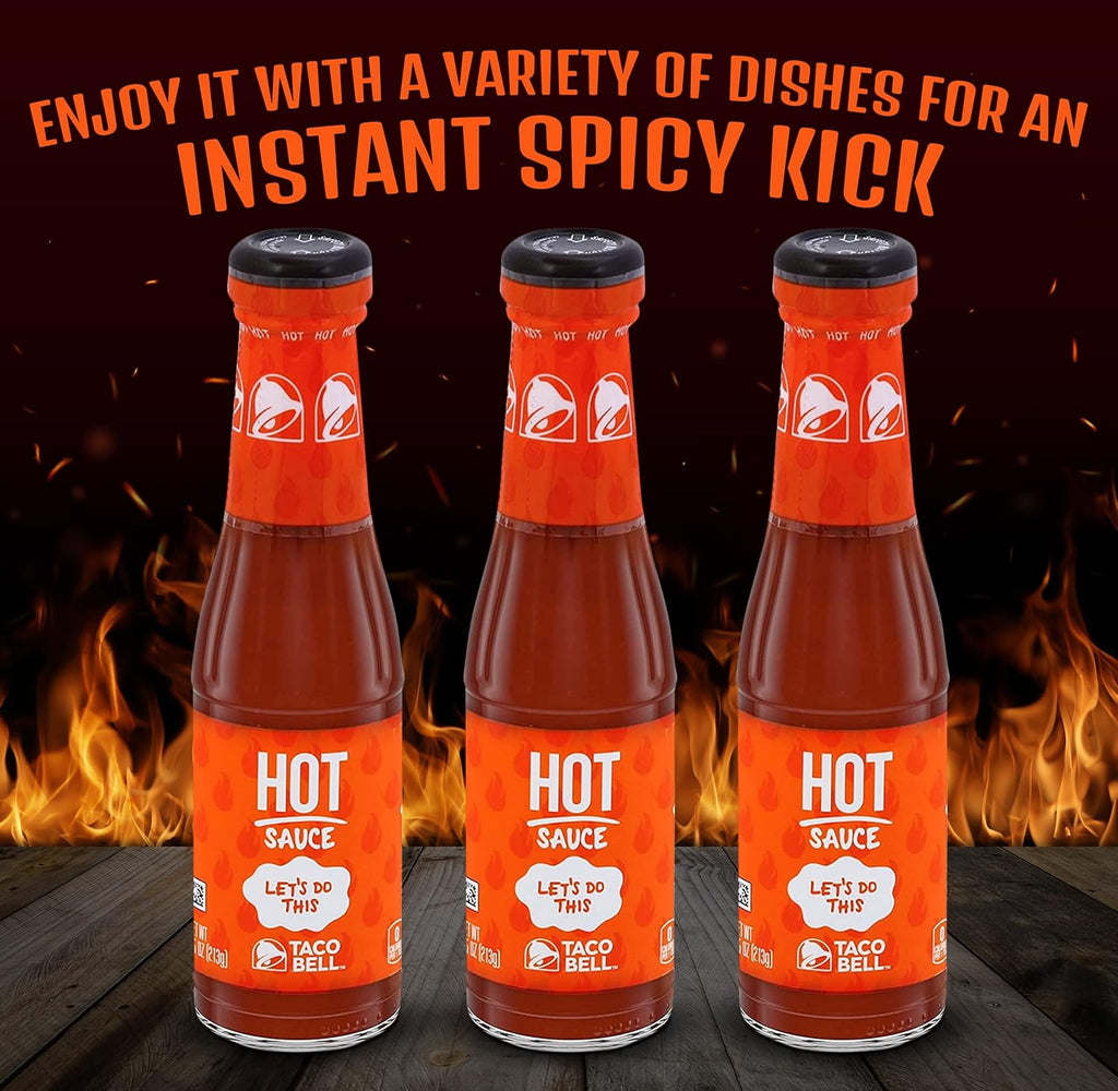 Taco Bill Hot Sauce Bottle, 3 Pack Taco Sauce Condiment Seasoning for Tacos, Salads, Chips, Quesadillas, Chicken, Tex Mex, Burritos, 7.5 oz Each B827944
