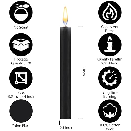 Spell & Chime Candles (40 White Candles) 4" x 1/2" Mini Taper Candles for Rituals, Birthdays, Altar Q2977