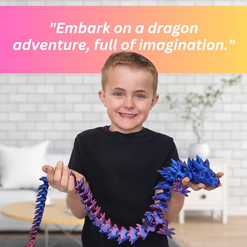 30" Color-Changing Articulated Dragon 3D Printed S846