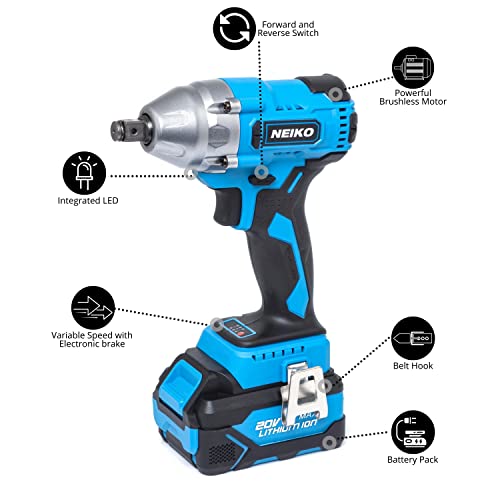 1/2-Inch Drive High-Torque Cordless Impact Wrench Kit with Battery and Sockets L9150