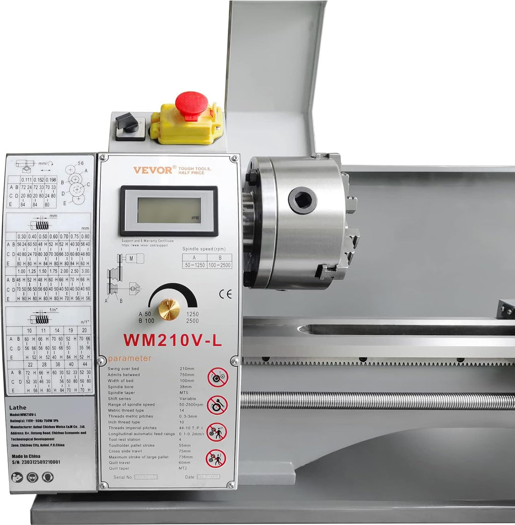Metal Lathe Machine, 8.3" x 29.5", 0-2500 RPM, 750W Brushless Motor A222470