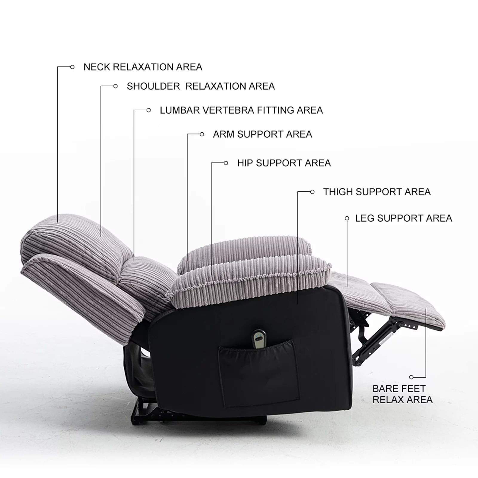 Electric Lift Recliner with Heat and Massage, Padded Arms, USB W62459