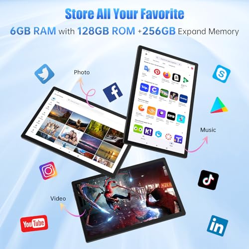Tablet 14 Inch Android 13, 1200P IPS HD Screen, 6GB+128GB, Wi-Fi 5, 10000mAh Battery, Space Gray R4908
