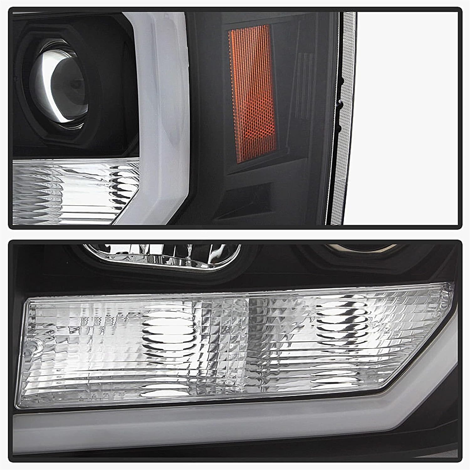 LED Projector Headlights for GMC Sierra 1500 2500HD 3500HD 2007-2014, Black Housing Clear Lens S566