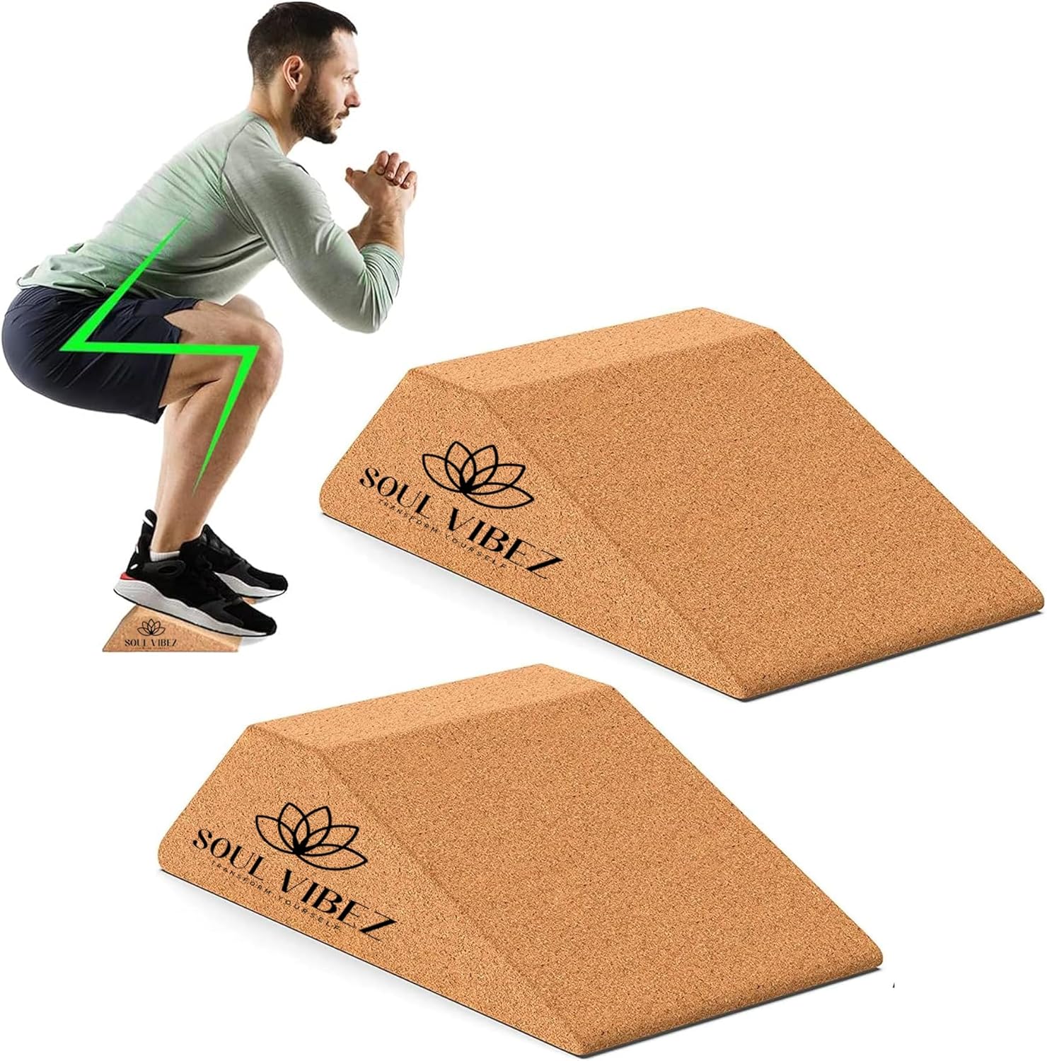 Cork Squat Wedge Block Non Slip Slant Board for Calf Stretching Makes Exercise Easy Squat Wedges Weightlifting Improve Mobility and Strength Incline Board for Heel Elevated Squat and Calf Raise 2 PCS