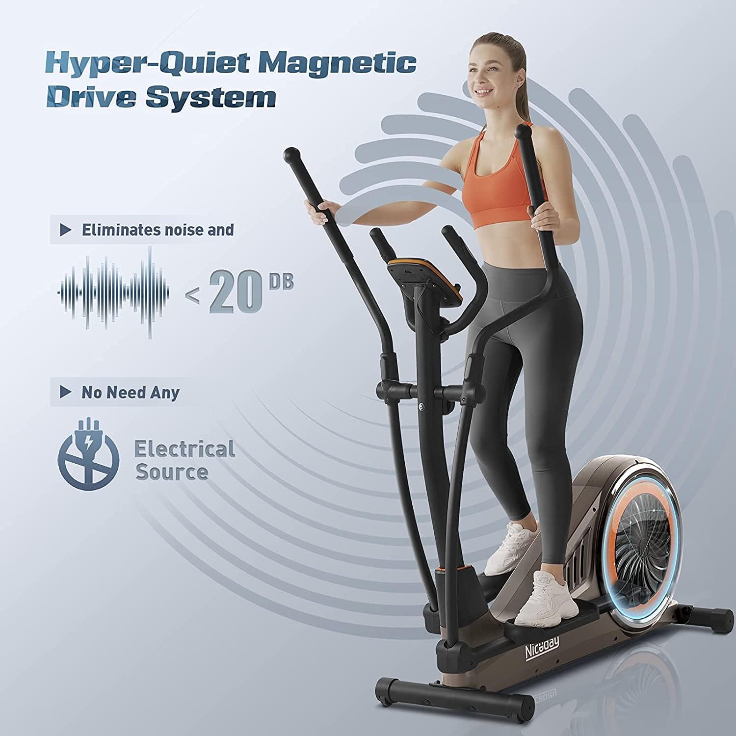 Elliptical Machine & Recumbent Exercise Bike, 16 Resistance Levels D22539